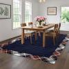 Garvee Extra Large Carpet Rug 10×13 Washable Rug with Braided Print for Living Room Bedroom, Foldable Non-Slip Low-Pile Stain Resistant Carpet for Playroom Dinning Room Apartment, Brown(Wide Border-navy)