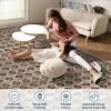 Garvee Extra Large Carpet Rug 10×13 Washable Rug with Braided Print for Living Room Bedroom, Foldable Non-Slip Low-Pile Stain Resistant Carpet for Playroom Dinning Room Apartment, Brown(Checked-light Brown)