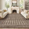 Garvee Extra Large Carpet Rug 10×13 Washable Rug with Braided Print for Living Room Bedroom, Foldable Non-Slip Low-Pile Stain Resistant Carpet for Playroom Dinning Room Apartment, Brown(Checked-light Brown)