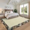 Garvee Extra Large Carpet Rug 10×13 Washable Rug with Braided Print for Living Room Bedroom, Foldable Non-Slip Low-Pile Stain Resistant Carpet for Playroom Dinning Room Apartment, Brown(Wide Border-beige)