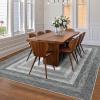 Garvee Extra Large Carpet Rug 10×13 Washable Rug with Braided Print for Living Room Bedroom, Foldable Non-Slip Low-Pile Stain Resistant Carpet for Playroom Dinning Room Apartment, Brown(Border-light Grey)
