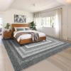 Garvee Extra Large Carpet Rug 10×13 Washable Rug with Braided Print for Living Room Bedroom, Foldable Non-Slip Low-Pile Stain Resistant Carpet for Playroom Dinning Room Apartment, Brown(Border-light Grey)