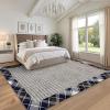 Garvee Extra Large Carpet Rug 10×13 Washable Rug with Braided Print for Living Room Bedroom, Foldable Non-Slip Low-Pile Stain Resistant Carpet for Playroom Dinning Room Apartment, Brown(Wide Border-taupe)