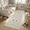 Garvee Floral 5×7 Area Rugs Washable Living Room Rug Soft Indoor Floral Animals Entryway Rug Non Slip Low Pile Accent Rugs for Bedroom Non-Shedding Stain Resistant Carpet for Kids Room Nursery Blue(Beige)