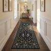 Garvee Floral 5×7 Area Rugs Washable Living Room Rug Soft Indoor Floral Animals Entryway Rug Non Slip Low Pile Accent Rugs for Bedroom Non-Shedding Stain Resistant Carpet for Kids Room Nursery Blue(Black)