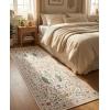 Garvee Floral 5×7 Area Rugs Washable Living Room Rug Soft Indoor Floral Animals Entryway Rug Non Slip Low Pile Accent Rugs for Bedroom Non-Shedding Stain Resistant Carpet for Kids Room Nursery Blue(Beige)