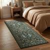 Garvee Floral 5×7 Area Rugs Washable Living Room Rug Soft Indoor Floral Animals Entryway Rug Non Slip Low Pile Accent Rugs for Bedroom Non-Shedding Stain Resistant Carpet for Kids Room Nursery Blue(Green)