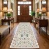 Garvee Floral 5×7 Area Rugs Washable Living Room Rug Soft Indoor Floral Animals Entryway Rug Non Slip Low Pile Accent Rugs for Bedroom Non-Shedding Stain Resistant Carpet for Kids Room Nursery Blue(Beige)