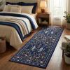 Garvee Floral 5×7 Area Rugs Washable Living Room Rug Soft Indoor Floral Animals Entryway Rug Non Slip Low Pile Accent Rugs for Bedroom Non-Shedding Stain Resistant Carpet for Kids Room Nursery Blue(Blue)