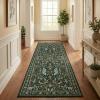 Garvee Floral 5×7 Area Rugs Washable Living Room Rug Soft Indoor Floral Animals Entryway Rug Non Slip Low Pile Accent Rugs for Bedroom Non-Shedding Stain Resistant Carpet for Kids Room Nursery Blue(Green)