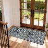 Garvee Floral 9×12 Area Rug,Plush Vintage Boho Large Living Room Carpet | Washable Non-Slip Stain Resistant Easy Clean Soft Rug for Bedroom Dining Room Farmhouse Home Office (Blue)(Blue)