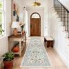 Garvee Floral 9×12 Area Rug,Plush Vintage Boho Large Living Room Carpet | Washable Non-Slip Stain Resistant Easy Clean Soft Rug for Bedroom Dining Room Farmhouse Home Office (Blue)(Beige)