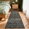 Garvee Floral 9×12 Area Rug,Plush Vintage Boho Large Living Room Carpet | Washable Non-Slip Stain Resistant Easy Clean Soft Rug for Bedroom Dining Room Farmhouse Home Office (Blue)(Brown)