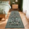 Garvee Floral 9×12 Area Rug,Plush Vintage Boho Large Living Room Carpet | Washable Non-Slip Stain Resistant Easy Clean Soft Rug for Bedroom Dining Room Farmhouse Home Office (Blue)(Dark Green)