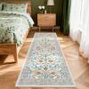 Garvee Floral 9×12 Area Rug,Plush Vintage Boho Large Living Room Carpet | Washable Non-Slip Stain Resistant Easy Clean Soft Rug for Bedroom Dining Room Farmhouse Home Office (Blue)(Beige)