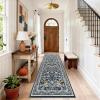 Garvee Floral 9×12 Area Rug,Plush Vintage Boho Large Living Room Carpet | Washable Non-Slip Stain Resistant Easy Clean Soft Rug for Bedroom Dining Room Farmhouse Home Office (Blue)(Blue)
