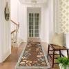 Garvee Floral Botanical 2×6 Runners for Hallways Washable Non Slip Scalloped Kitchen Rugs Low Pile Ultra Thin Stain Resistant Farmhouse Carpet for Bedside Entryway Laundry Bathroom, Taupe(Floral/Brown)