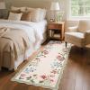 Garvee Floral Botanical 2×6 Runners for Hallways Washable Non Slip Scalloped Kitchen Rugs Low Pile Ultra Thin Stain Resistant Farmhouse Carpet for Bedside Entryway Laundry Bathroom, Taupe(Floral/Light Taupe)