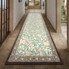 Garvee Floral Botanical 2×6 Runners for Hallways Washable Non Slip Scalloped Kitchen Rugs Low Pile Ultra Thin Stain Resistant Farmhouse Carpet for Bedside Entryway Laundry Bathroom, Taupe(Leaf/Beige)