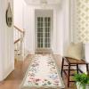 Garvee Floral Botanical 2×6 Runners for Hallways Washable Non Slip Scalloped Kitchen Rugs Low Pile Ultra Thin Stain Resistant Farmhouse Carpet for Bedside Entryway Laundry Bathroom, Taupe(Floral/Light Taupe)