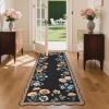 Garvee Floral Botanical 2×6 Runners for Hallways Washable Non Slip Scalloped Kitchen Rugs Low Pile Ultra Thin Stain Resistant Farmhouse Carpet for Bedside Entryway Laundry Bathroom, Taupe(Floral/Black)