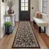 Garvee Floral Botanical 2×6 Runners for Hallways Washable Non Slip Scalloped Kitchen Rugs Low Pile Ultra Thin Stain Resistant Farmhouse Carpet for Bedside Entryway Laundry Bathroom, Taupe(Leaf/Brown)