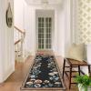Garvee Floral Botanical 2×6 Runners for Hallways Washable Non Slip Scalloped Kitchen Rugs Low Pile Ultra Thin Stain Resistant Farmhouse Carpet for Bedside Entryway Laundry Bathroom, Taupe(Floral/Black)