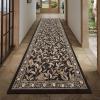 Garvee Floral Botanical 2×6 Runners for Hallways Washable Non Slip Scalloped Kitchen Rugs Low Pile Ultra Thin Stain Resistant Farmhouse Carpet for Bedside Entryway Laundry Bathroom, Taupe(Leaf/Brown)