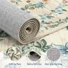 Garvee Floral Washable Rugs for Living Room 8×10 Area Rugs with Non Slip Backing, Low Pile Stain Resistant Floral Throw Carpet, Foldable Floor Mats for ‎‎Bedroom, Beige