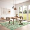 Garvee Floral Washable Scalloped Rugs 8×10 Non-Slip Soft Black Area Rugs for Living Room, Low Pile Stain Resistant Floral Carpet, Easy Clean Foldable Floor Mats for Dining Room, Home Office, Black(Green-floral)