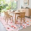 Garvee Floral Washable Scalloped Rugs 8×10 Non-Slip Soft Black Area Rugs for Living Room, Low Pile Stain Resistant Floral Carpet, Easy Clean Foldable Floor Mats for Dining Room, Home Office, Black(Pink-scalloped)
