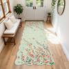 Garvee Floral Washable Scalloped Rugs 8×10 Non-Slip Soft Black Area Rugs for Living Room, Low Pile Stain Resistant Floral Carpet, Easy Clean Foldable Floor Mats for Dining Room, Home Office, Black(Green-scalloped)