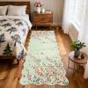 Garvee Floral Washable Scalloped Rugs 8×10 Non-Slip Soft Black Area Rugs for Living Room, Low Pile Stain Resistant Floral Carpet, Easy Clean Foldable Floor Mats for Dining Room, Home Office, Black(Green-scalloped)