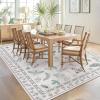 Garvee Floral Washable Scalloped Rugs 8×10 Non-Slip Soft Black Area Rugs for Living Room, Low Pile Stain Resistant Floral Carpet, Easy Clean Foldable Floor Mats for Dining Room, Home Office, Black(Insect-beige)