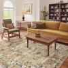 Garvee Floral Washable Scalloped Rugs 8×10 Non-Slip Soft Black Area Rugs for Living Room, Low Pile Stain Resistant Floral Carpet, Easy Clean Foldable Floor Mats for Dining Room, Home Office, Black(Brown-floral)
