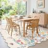 Garvee Floral Washable Scalloped Rugs 8×10 Non-Slip Soft Black Area Rugs for Living Room, Low Pile Stain Resistant Floral Carpet, Easy Clean Foldable Floor Mats for Dining Room, Home Office, Black(Beige-scalloped)