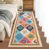 Garvee Geometric Area Rug 2×6 Modern Farmhouse Bathroom Rugs with Non Slip Backing, Low Pile Ultra Soft Trellis Floral Accent Carpet, Foldable Runners for Hallways, Bedrooms, Laundry Rooms, Green(Trellis|colorful)