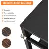 Garvee Grill Cart, Pizza Oven Stand, BBQ Prep Table with Wheels & Hooks, Side Handle, Double-Shelf Grilling Cart Tabletop Griddle Cooking Station for Bar, Patio, Camping, Home (Black)
