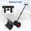 Garvee Heavy Duty Steel Snow Shovel Pusher with Wheels for Driveways, 29In Wide Push Snow Plow Shovel, Adjustable Handle, Angled Blade, Efficient Snow Removal for Easy Driveway & Pavement Clearing
