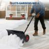 Garvee Heavy Duty Steel Snow Shovel Pusher with Wheels for Driveways, 29In Wide Push Snow Plow Shovel, Adjustable Handle, Angled Blade, Efficient Snow Removal for Easy Driveway & Pavement Clearing