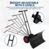 Garvee Large 30in W Heavy Duty Snow Shovel with Ergonomic Handle for Driveway, Push Snow Plow Shovel with Adjustable Handle, Angled Blade and Wheels, Snow Removal for Driveway, Courtyard