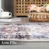 Garvee Living Room Area Rug 8×10 Area Rug Vintage Indoor Carpet Low Pile Stain Resistant Throw Carpet Non Slip Non Shedding for Bedroom Playroom Dining Room，Orange(Vintage3 – Blue)