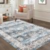 Garvee Living Room Area Rug 8×10 Area Rug Vintage Indoor Carpet Low Pile Stain Resistant Throw Carpet Non Slip Non Shedding for Bedroom Playroom Dining Room，Orange(Vintage4 – Blue/Green)