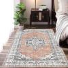 Garvee Living Room Area Rug 8×10 Area Rug Vintage Indoor Carpet Low Pile Stain Resistant Throw Carpet Non Slip Non Shedding for Bedroom Playroom Dining Room，Orange(Vintage2 – Orange)