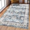 Garvee Living Room Area Rug 8×10 Area Rug Vintage Indoor Carpet Low Pile Stain Resistant Throw Carpet Non Slip Non Shedding for Bedroom Playroom Dining Room，Orange(Vintage4 – Blue/Green)