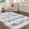 Garvee Living Room Area Rug 8×10 Area Rug Vintage Indoor Carpet Low Pile Stain Resistant Throw Carpet Non Slip Non Shedding for Bedroom Playroom Dining Room，Orange(Vintage4 – Grey)
