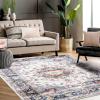 Garvee Living Room Area Rug 8×10 Area Rug Vintage Indoor Carpet Low Pile Stain Resistant Throw Carpet Non Slip Non Shedding for Bedroom Playroom Dining Room，Orange(Vintage3 – Blue)
