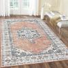 Garvee Living Room Area Rug 8×10 Area Rug Vintage Indoor Carpet Low Pile Stain Resistant Throw Carpet Non Slip Non Shedding for Bedroom Playroom Dining Room，Orange(Vintage2 – Orange)