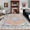 Garvee Living Room Area Rug 8×10 Area Rug Vintage Indoor Carpet Low Pile Stain Resistant Throw Carpet Non Slip Non Shedding for Bedroom Playroom Dining Room，Orange(Vintage2 – Orange)