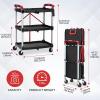 Garvee Mobile Folding Trolley, Portable Service Cart, 3 Tier Utility Cart, Collapsible Utility Carts for Office, Warehouse, and Home, 56 LBS Load Capacity per Shelf